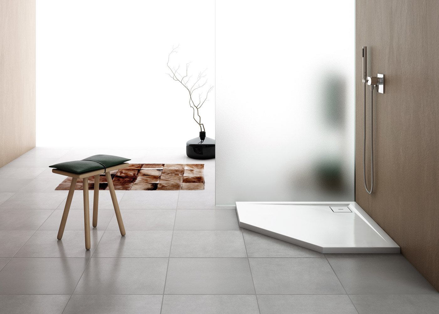 SanSwiss LIVADA SanSwiss sprchová vanička LIVADA z litého mramoru, pětiúhelník 90x90x3,5 cm, bílá W20563609004