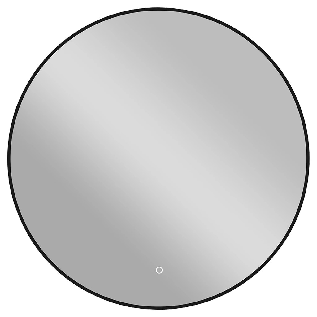 Koupelnové LED zrcadlo Velo, kovový rám – černá matná – Ø 60 cm