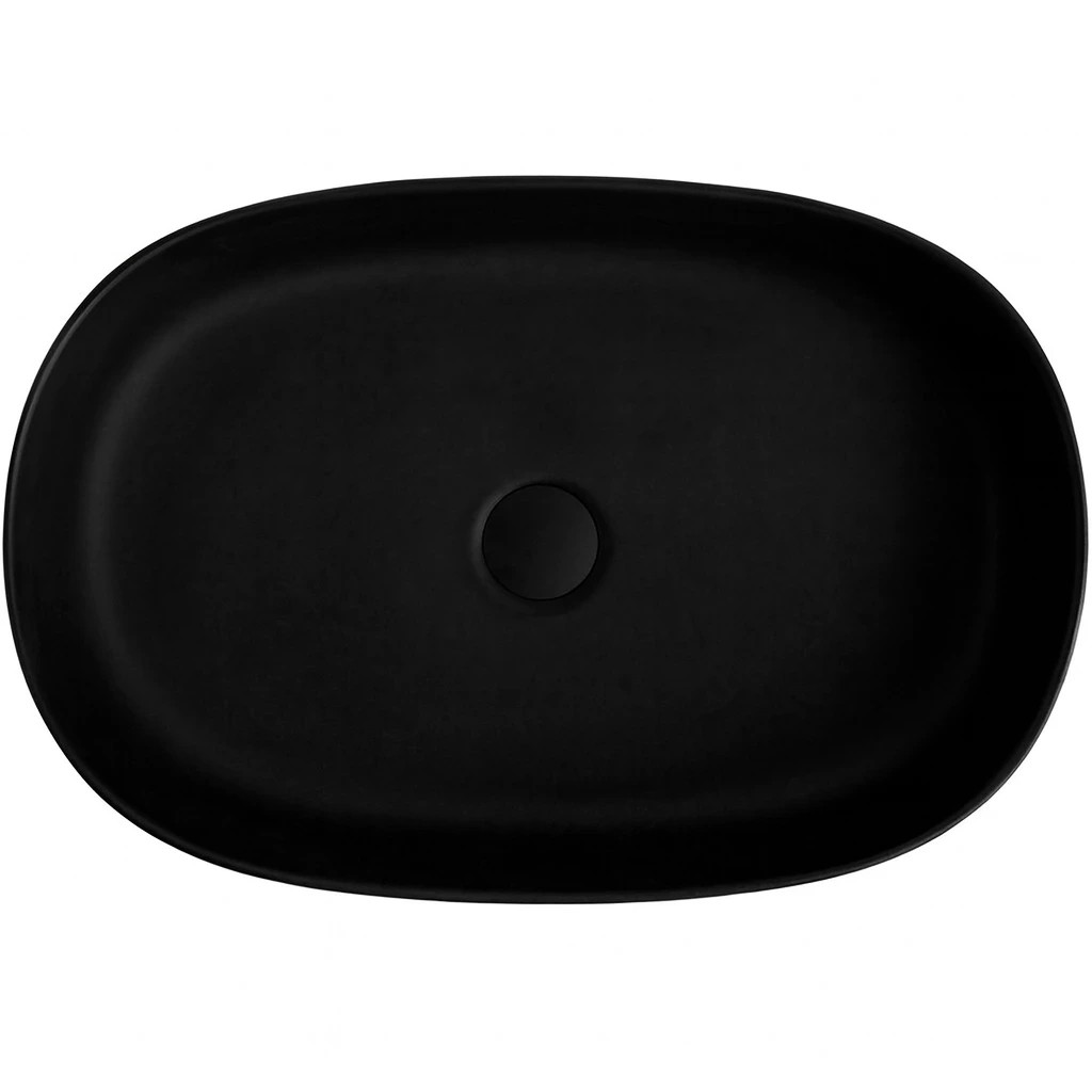 Umyvadlo z litého mramoru Atria – na desku – černá matná – 60×40 cm