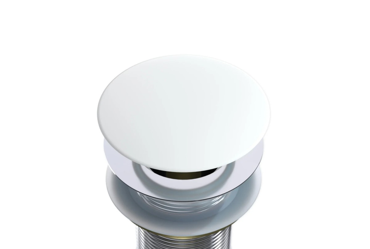 Umyvadlová výpusť – 5/4“ click-clack s přepadem – 25/60mm – bílá matná