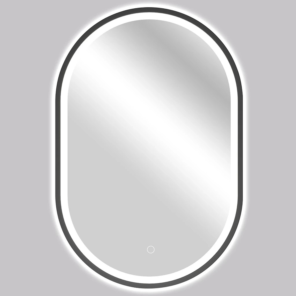 Koupelnové LED zrcadlo Salvo, kovový rám - černá matná - 55x100 cm