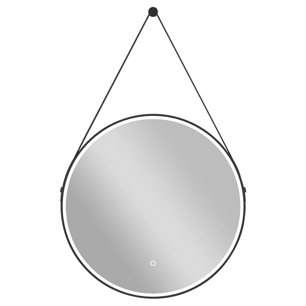 Koupelnové LED zrcadlo Rotondo, kovový rám – černá matná – Ø 60 cm