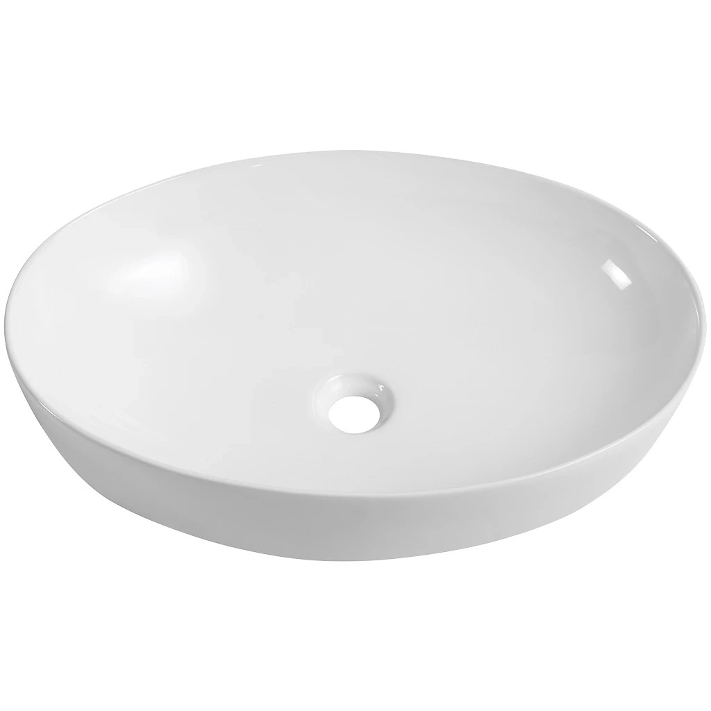 Umyvadlo keramické Alesio – na desku – bílá lesklá – 62×42 cm