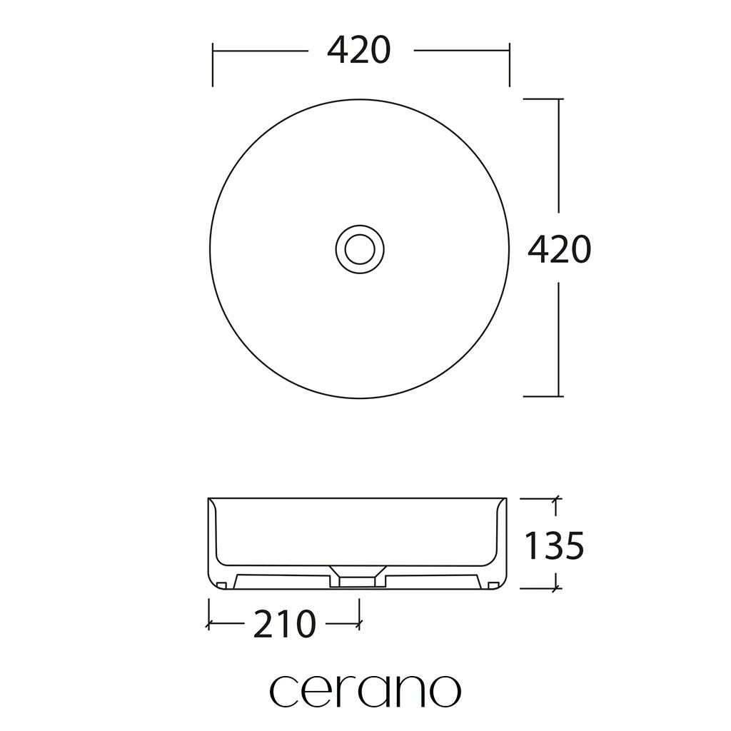 Umyvadlo keramické Marcello – na desku – bílá lesklá – Ø 42 cm
