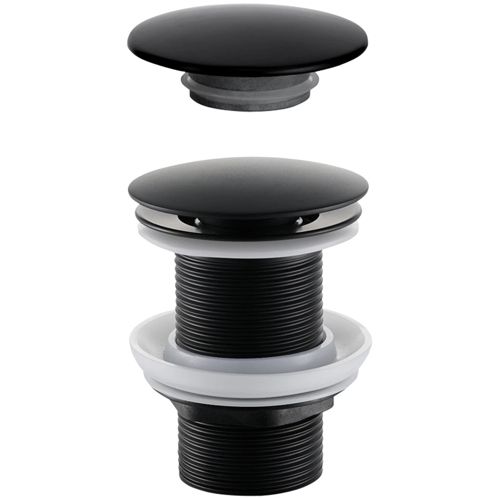 Umyvadlová výpusť - 5/4“ click-clack bez přepadu + kryt z litého mramoru - 10/60mm - černá matná