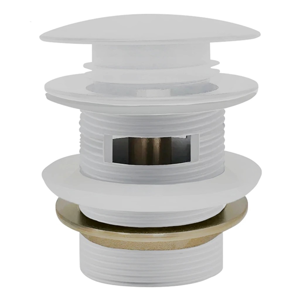 Vanová výpusť – 6/4 “ – click-clack s přepadem – bílá matná