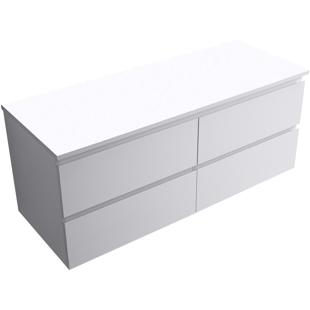 Koupelnová skříňka Carole + deska pod umyvadlo Navira Slim - 18 mm - bílá matná - 120x49,8x46 cm