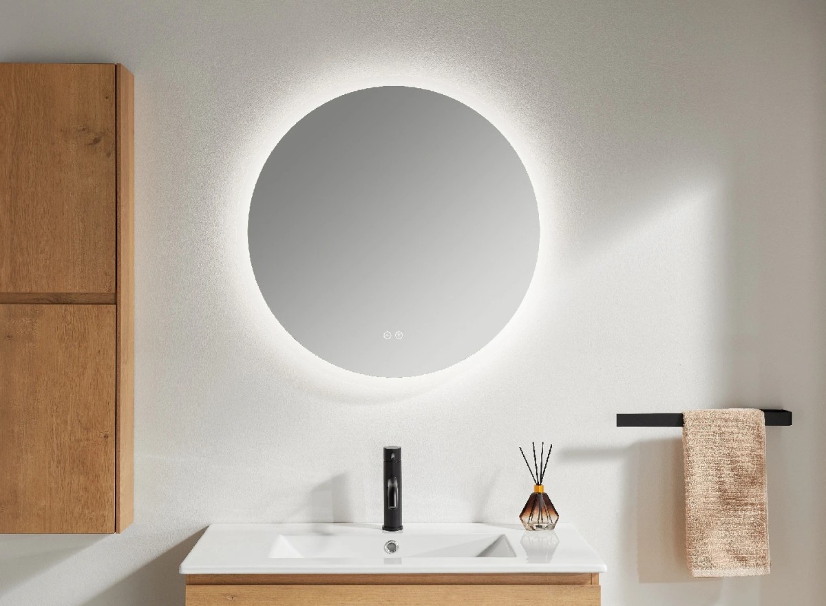 Koupelnové LED zrcadlo Aureo – Ø 80 cm