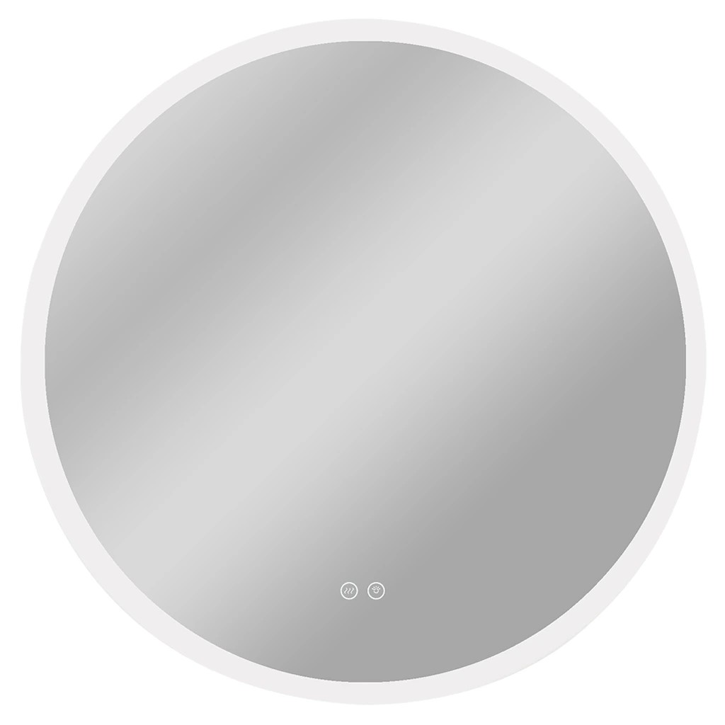 Koupelnové LED zrcadlo Blanco, akrylátový rám – bílá lesklá – Ø 80 cm