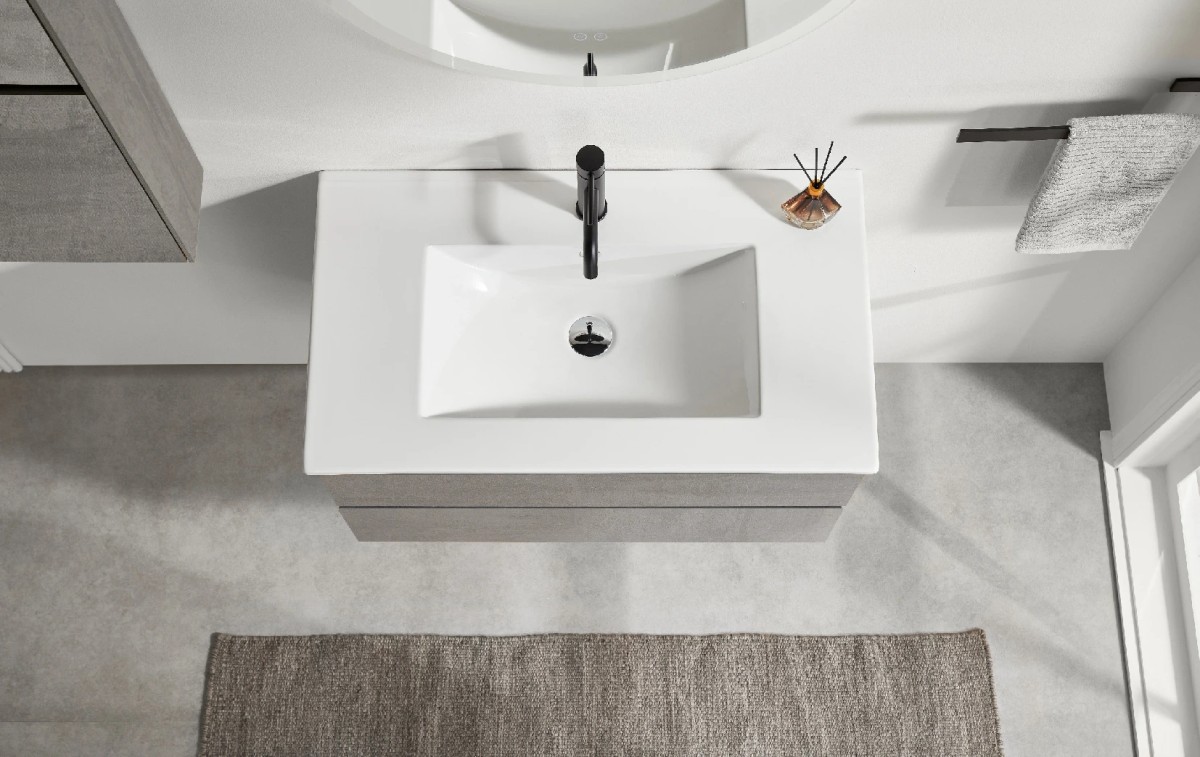 Koupelnová skříňka pod umyvadlo Carole – betonově šedá – 99x48x45 cm