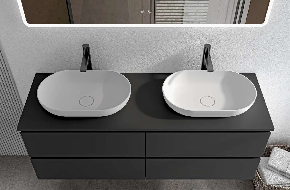 Deska pod umyvadlo Navira Slim – černá matná – 160x46x1,8 cm