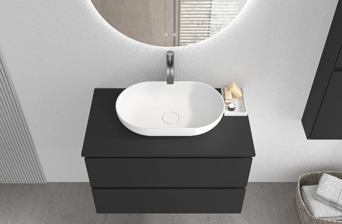 Deska pod umyvadlo Navira Slim – černá matná – 70x46x1,8 cm