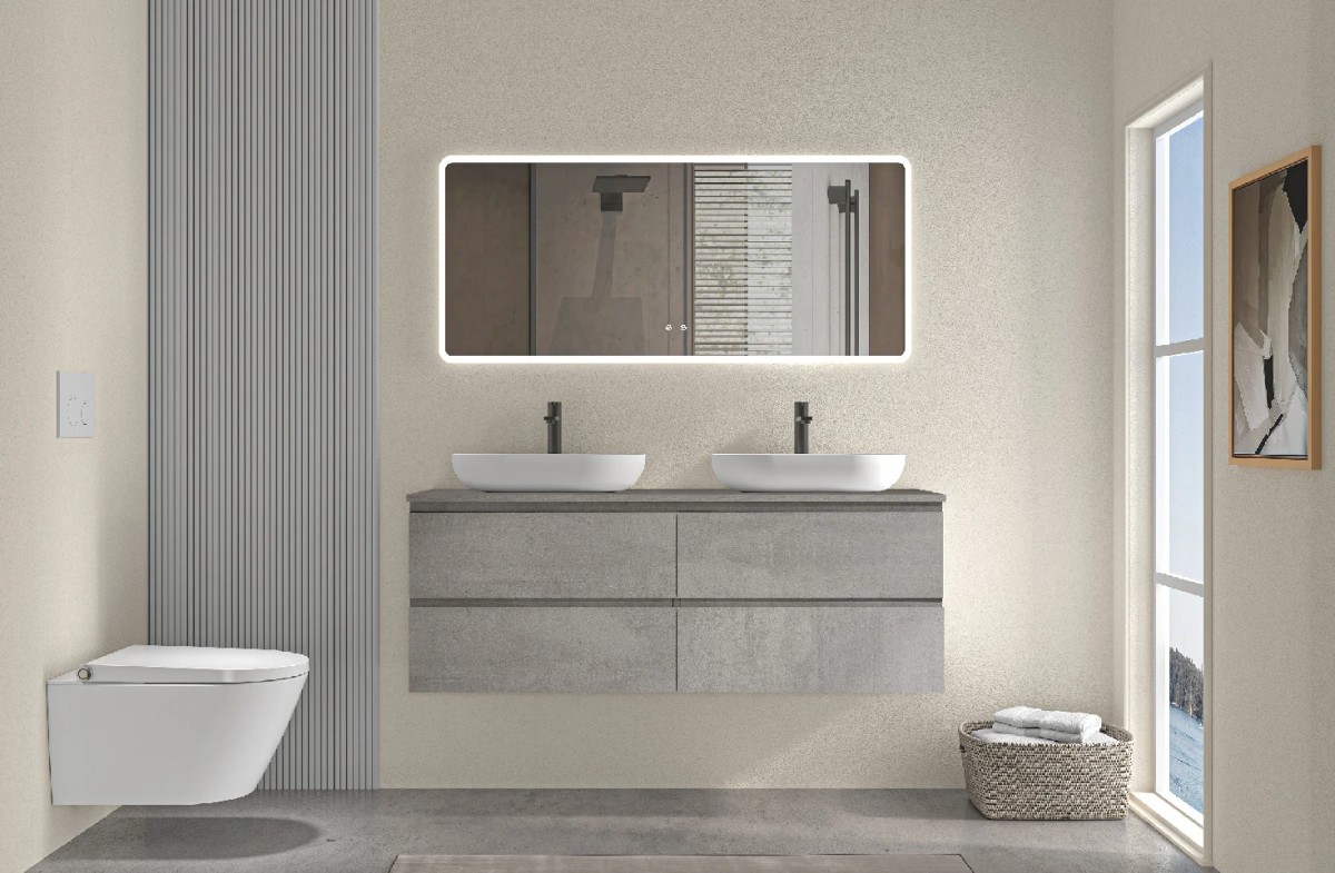 Deska pod umyvadlo Navira Slim – betonově šedá – 120x46x1,8 cm