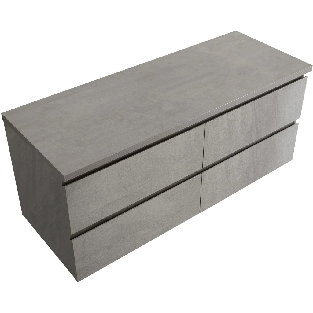 Koupelnová skříňka Carole + deska pod umyvadlo Navira Pro - 36 mm - betonově šedá - 140x51,6x46 cm