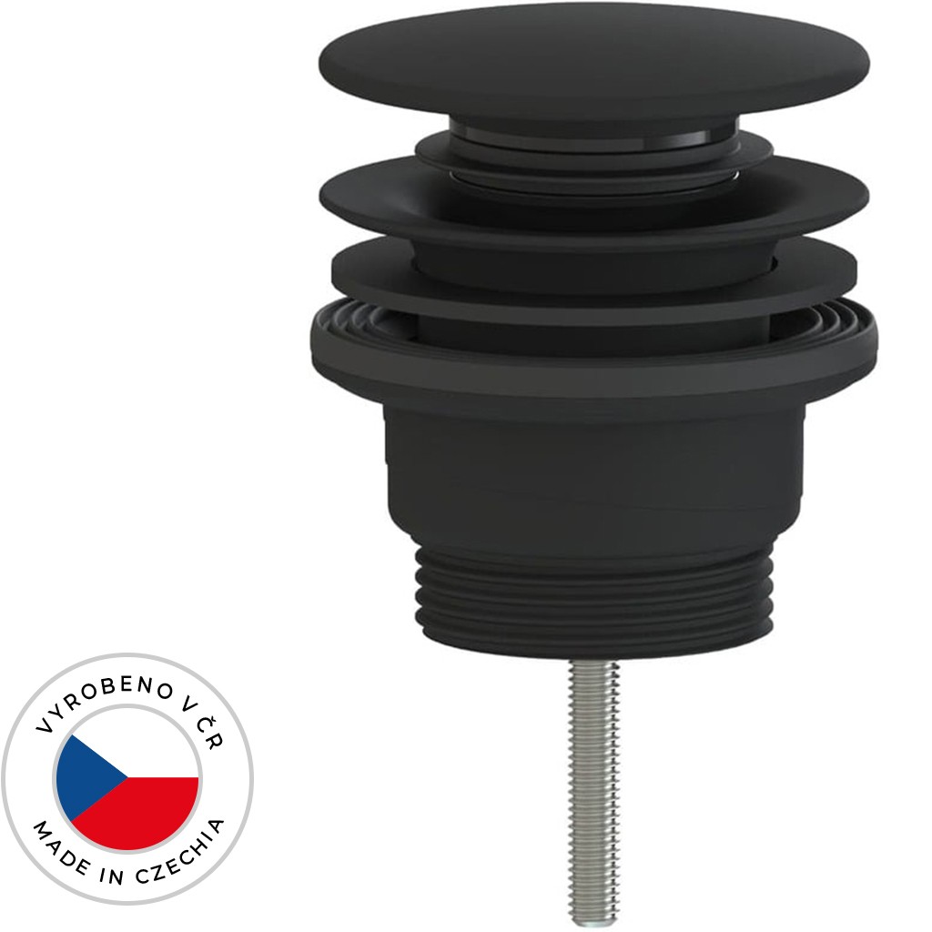 Umyvadlová výpusť - 5/4“ click-clack - univerzální - plast  - černá matná