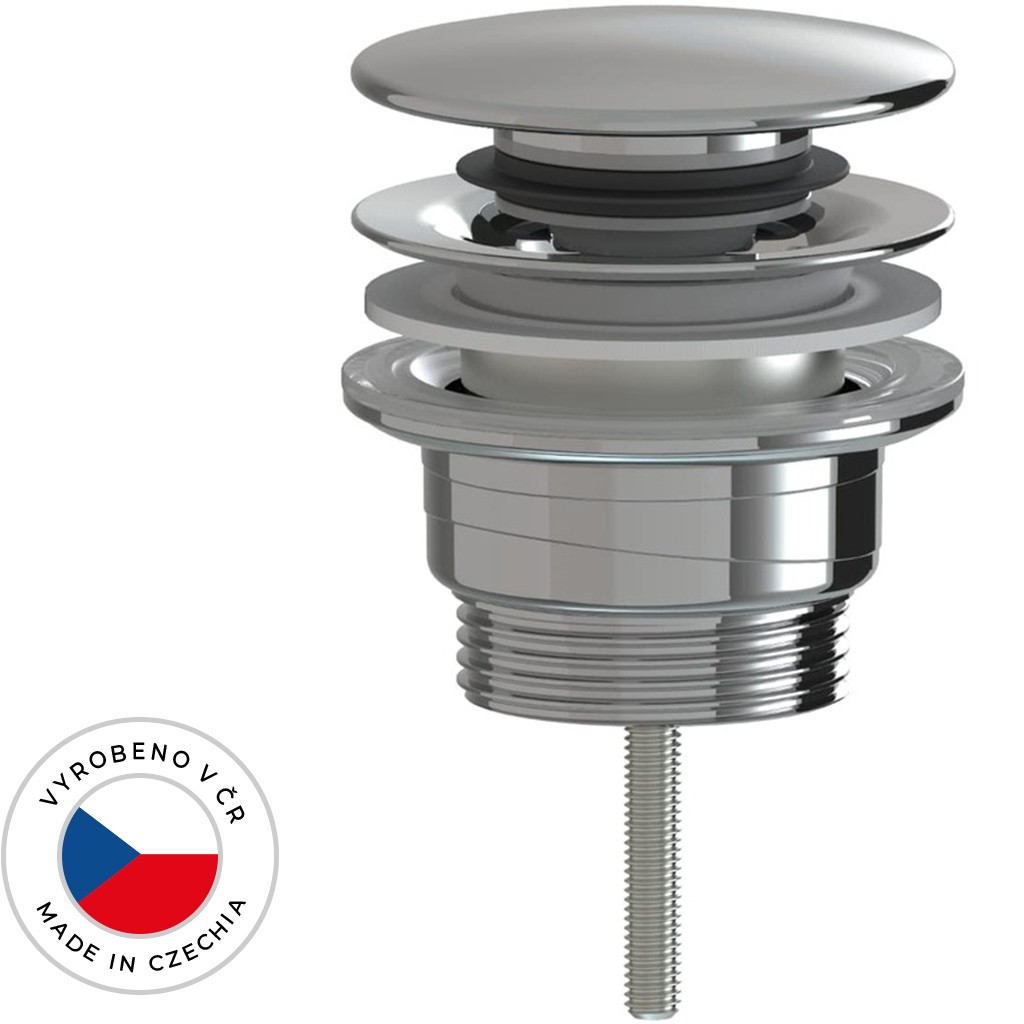 Umyvadlová výpusť - 5/4“ click-clack - univerzální - plast  - chrom