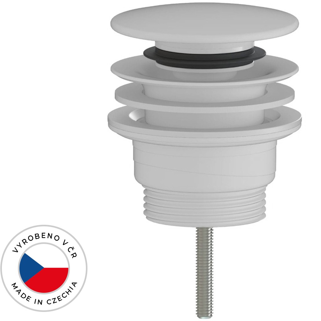 Umyvadlová výpusť - 5/4“ click-clack - univerzální - plast - bílá matná