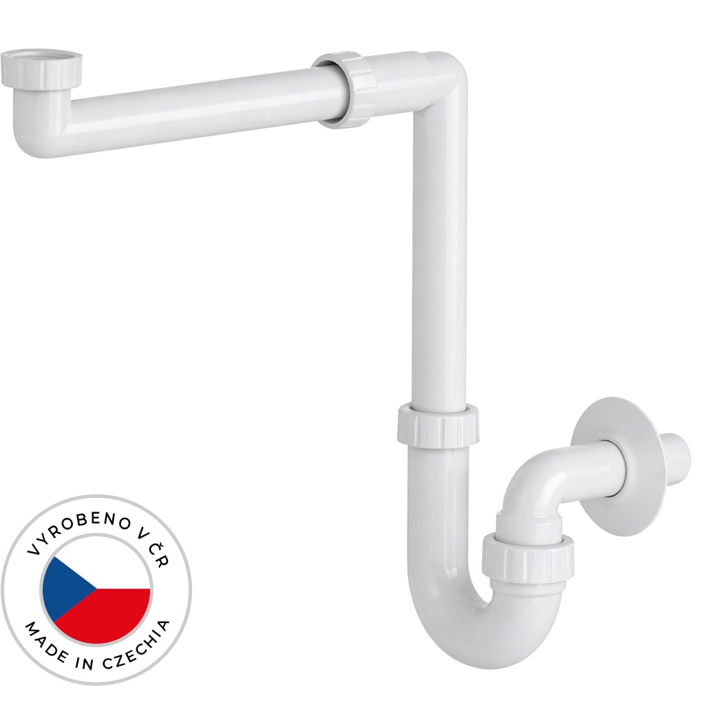 Sifon umyvadlový/nábytkový, místošetřící - 5/4" - plast - DN32/250-700 mm - bílá