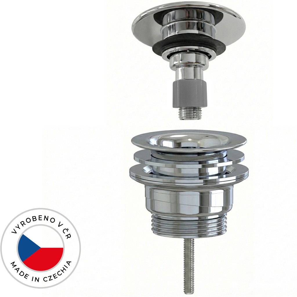 Umyvadlová výpusť - 5/4“ click-clack - univerzální - neuzavíratelná - plast - chrom