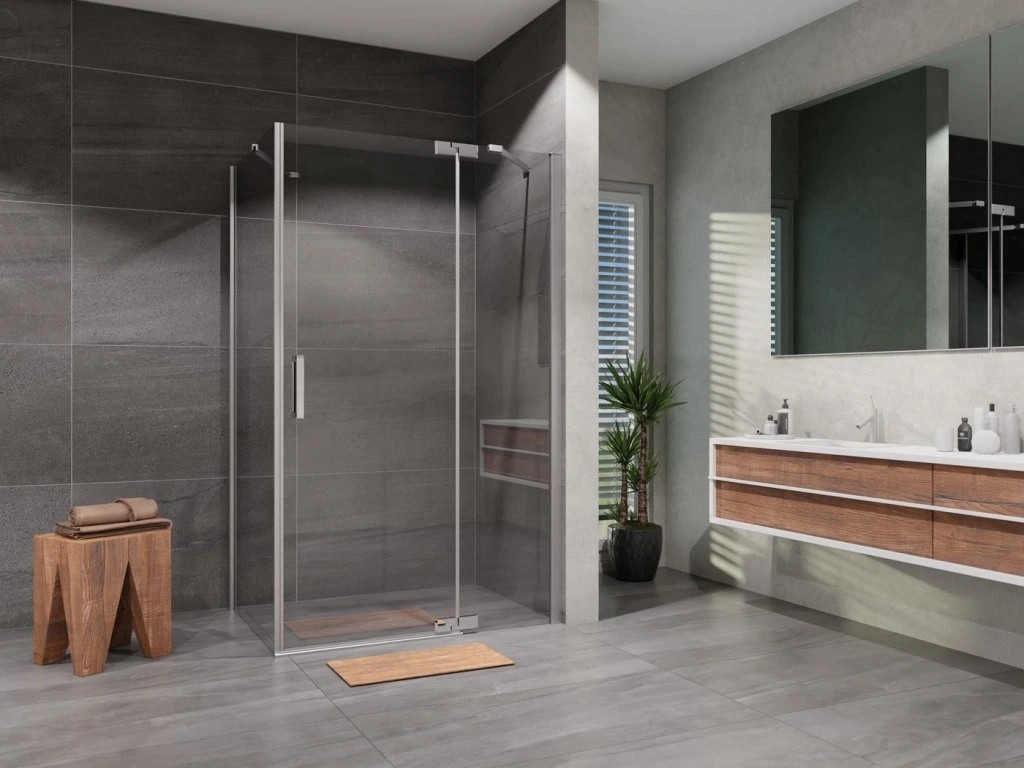 Sprchový kout čtverec otevírací Brix 900x900, chrom, čiré sklo, pravé provedení