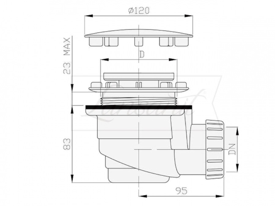 Sifon pro sprchové vaničky, chrom, průtok 39 l/min