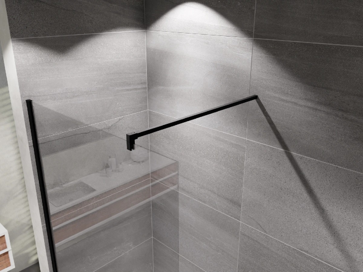 Sprchová zástěna Walk-IN 1400, černá, čiré sklo