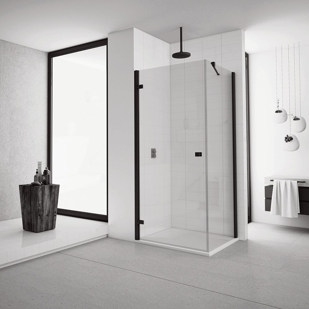 SanSwiss ANNEA Black Boční stěna pro dveře s vyrovnávacím profilem ANT09000607