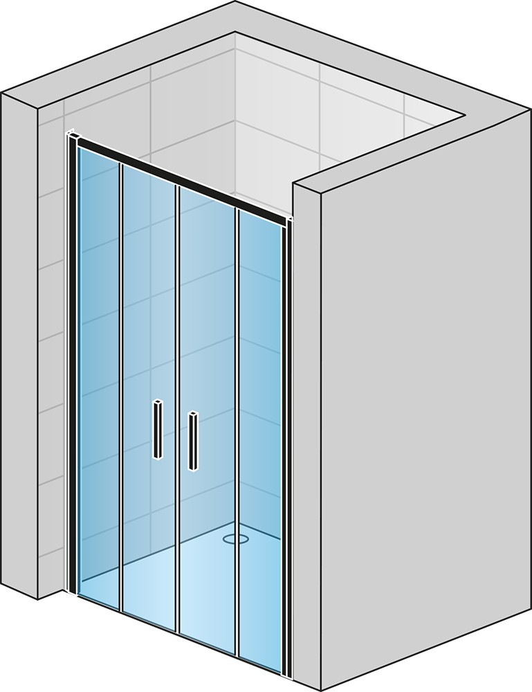 SanSwiss TOP-LINE S Dvoudílné posuvné dveře s 2 pevnými stěnami v rovině TLS41200607
