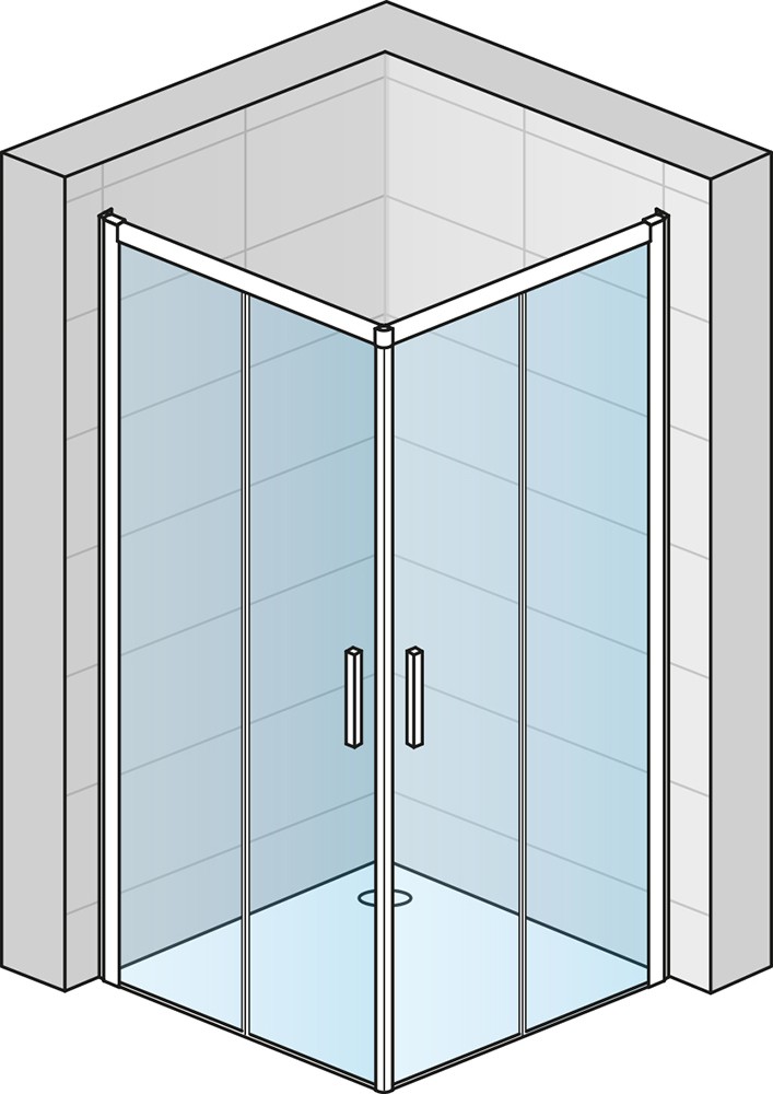 SanSwiss TOP-LINE S Rohový vstup s dvoudílnými posuvnými dveřmi (bez spodního rámového profilu) TLSAC0700107