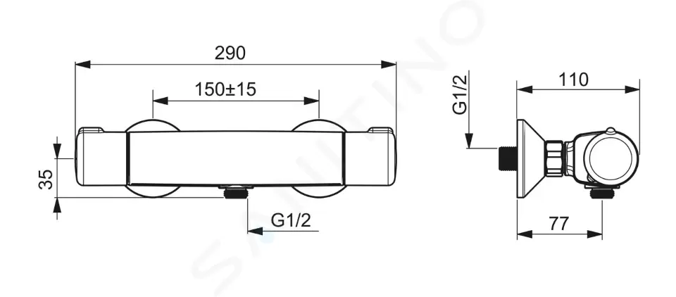 Hansa Termostatická sprchová baterie, Thermo Cool, ECO, chrom 58150171