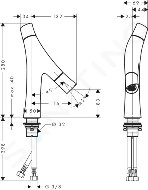 Axor Umyvadlová baterie se dvěma kohouty, chrom 12011000