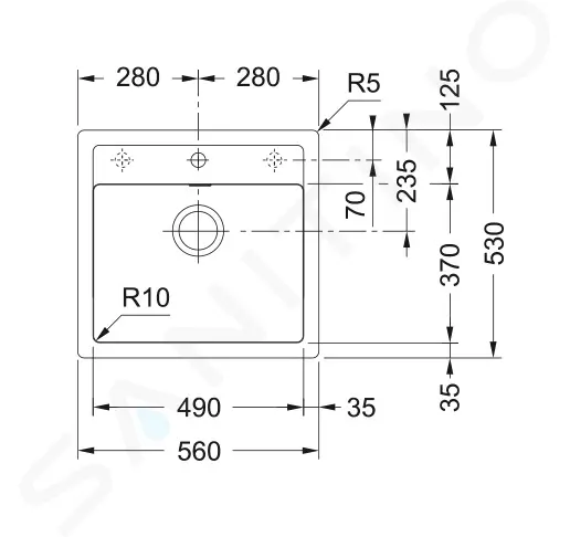 Franke Tectonitový dřez SID 610, 56×53 cm, bílá 114.0284.165