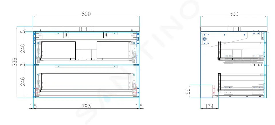 kielle Skříňka včetně desky pod umyvadlo 80x54x50 cm, s výřezem, lesklá bílá 50024800