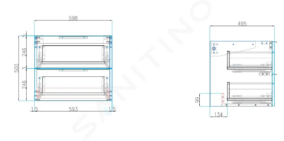 kielle Umyvadlová skříňka 60x50x50 cm, lesklá bílá, stříbrné úchytky 50024600