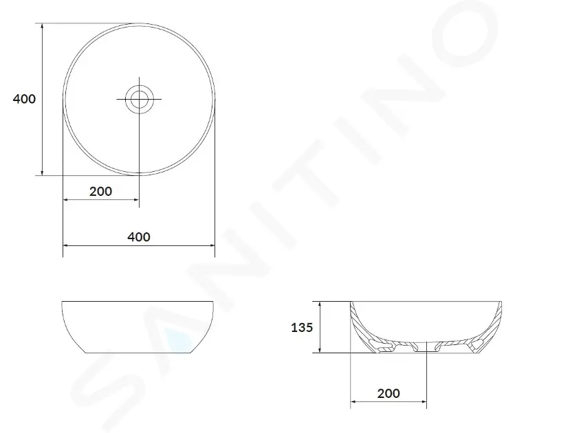kielle Umyvadlo na desku, průměr 40 cm, šedá 30624402