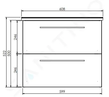 kielle Skříňka pod umyvadlo, 60x50x46 cm, 2 zásuvky, lesklá bílá 50018600