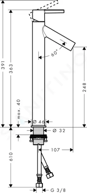 Axor Páková baterie pro umyvadlovou mísu, chrom 10103000