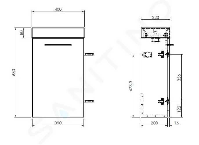 kielle Skříňka pod umyvadlo 40 cm, zlatý dub 50018401
