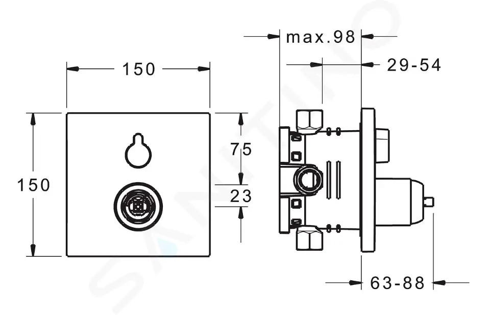 Hansa Baterie pod omítku pro 2 spotřebiče, chrom 40529073