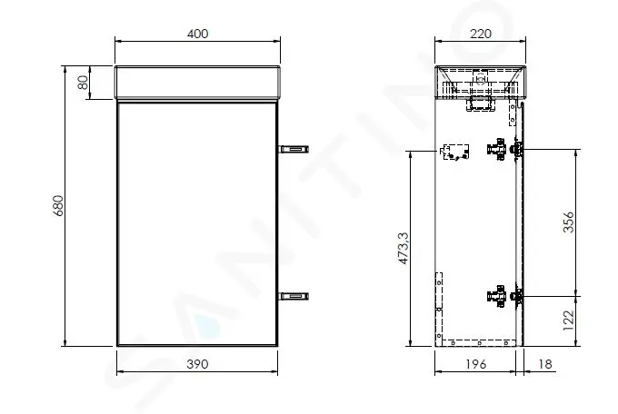 kielle Skříňka pod umyvadlo 40 cm, matná černá 50002404