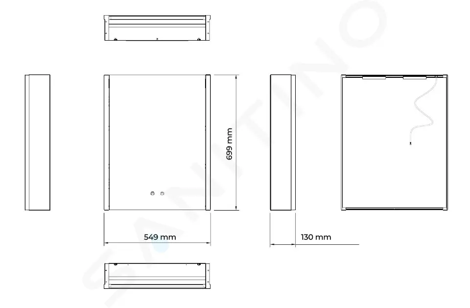 kielle Zrcadlová skříňka s LED osvětlením, vyhříváním a USB portem, 55x70x13 cm, bílá 50111610