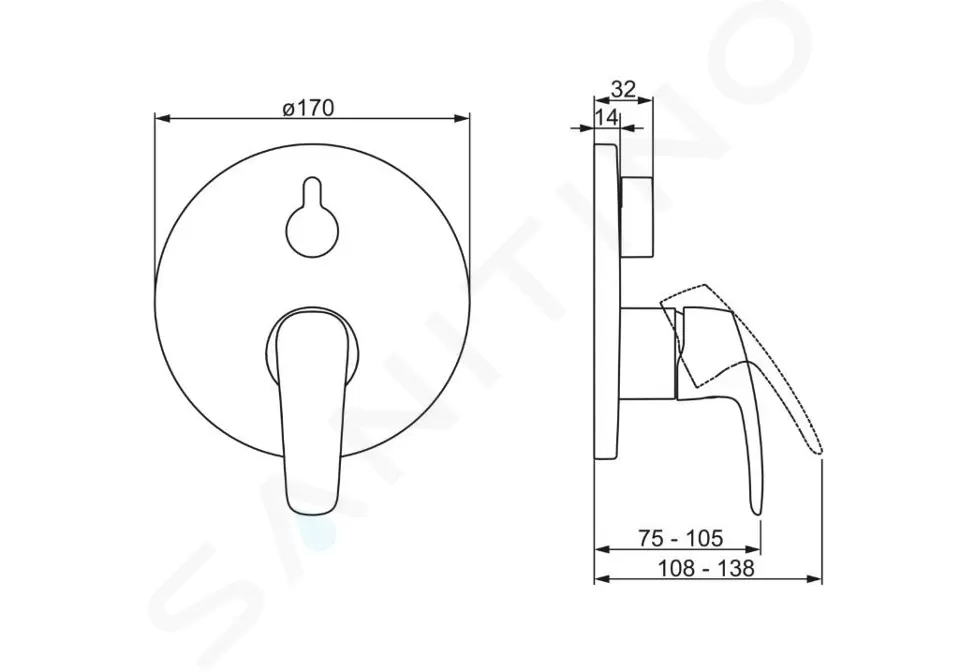 Hansa Vanová baterie pod omítku, s přepínačem pro 2 výstupy, chrom 85269183