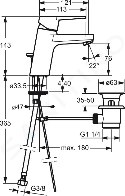 Hansa Umyvadlová baterie s výpustí, chrom 09092283