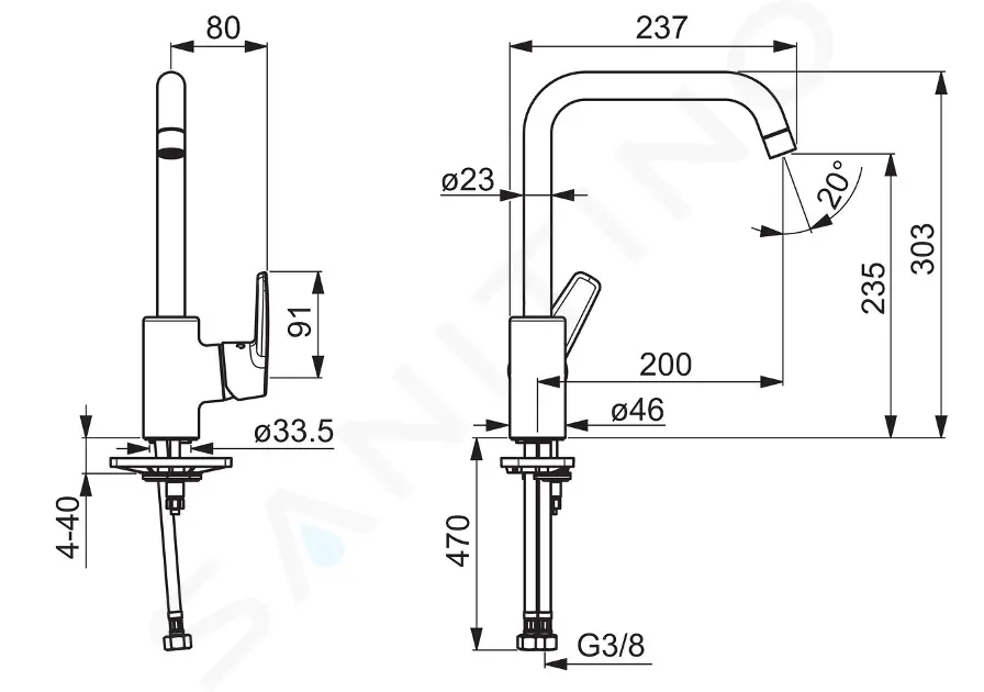 Hansa Dřezová baterie, chrom 51562293