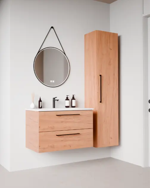 kielle Zrcadlo s LED osvětlením a vyhříváním, průměr 59 cm, černá 50324004