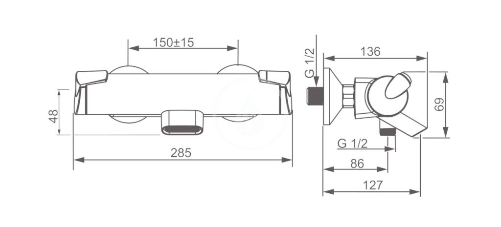 Hansa Termostatická vanová baterie, chrom 65132101