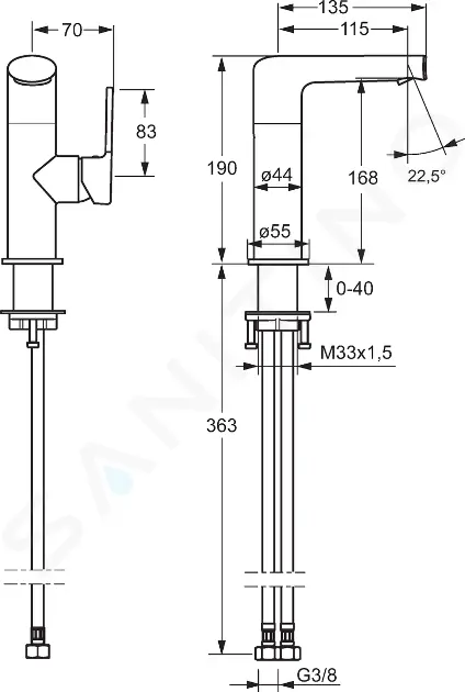 Hansa Umyvadlová baterie s otočným výtokem, chrom 55342203