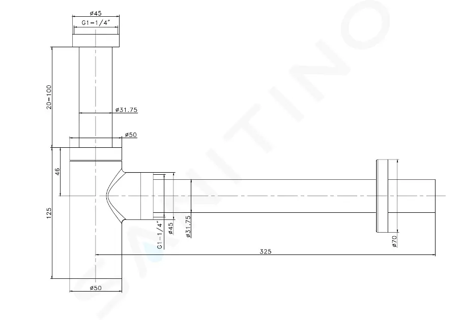 kielle Umyvadlový sifon, průměr 32 mm, kulatý, kov, chrom 30901041
