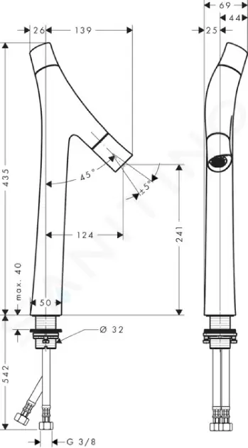 Axor Umyvadlová baterie se dvěma kohouty, chrom 12013000