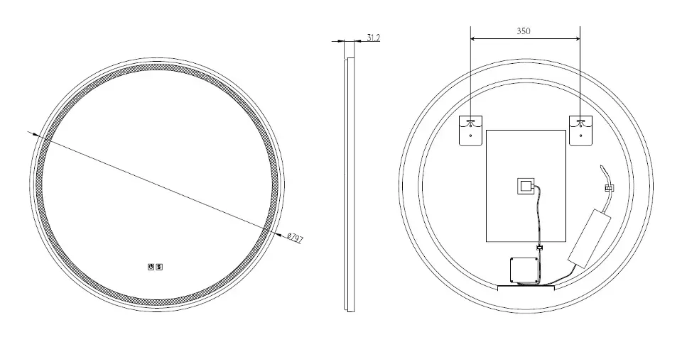 kielle Zrcadlo s LED osvětlením a vyhříváním, průměr 80 cm, chrom 50324003